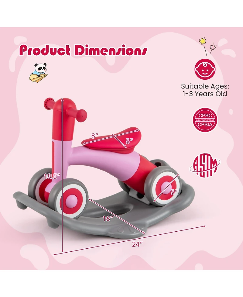 Hongge 3 in 1 Rocking Horse with Detachable Balance Board and Seat