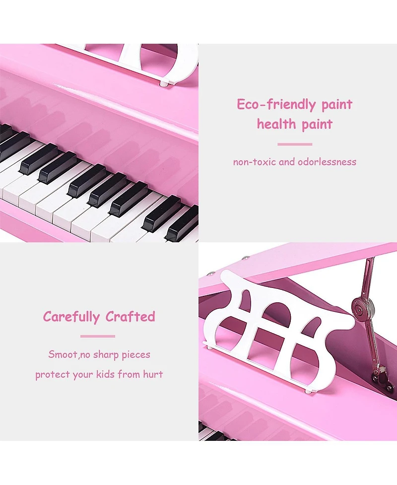 Hongge Musical Instrument Toy 30-Key Children Mini Grand Piano with Bench