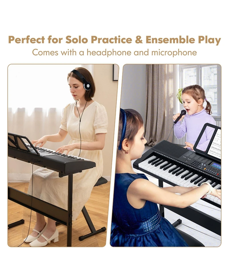 Hongge 61-Key Portable Electronic Keyboard Piano with Stand and Stool