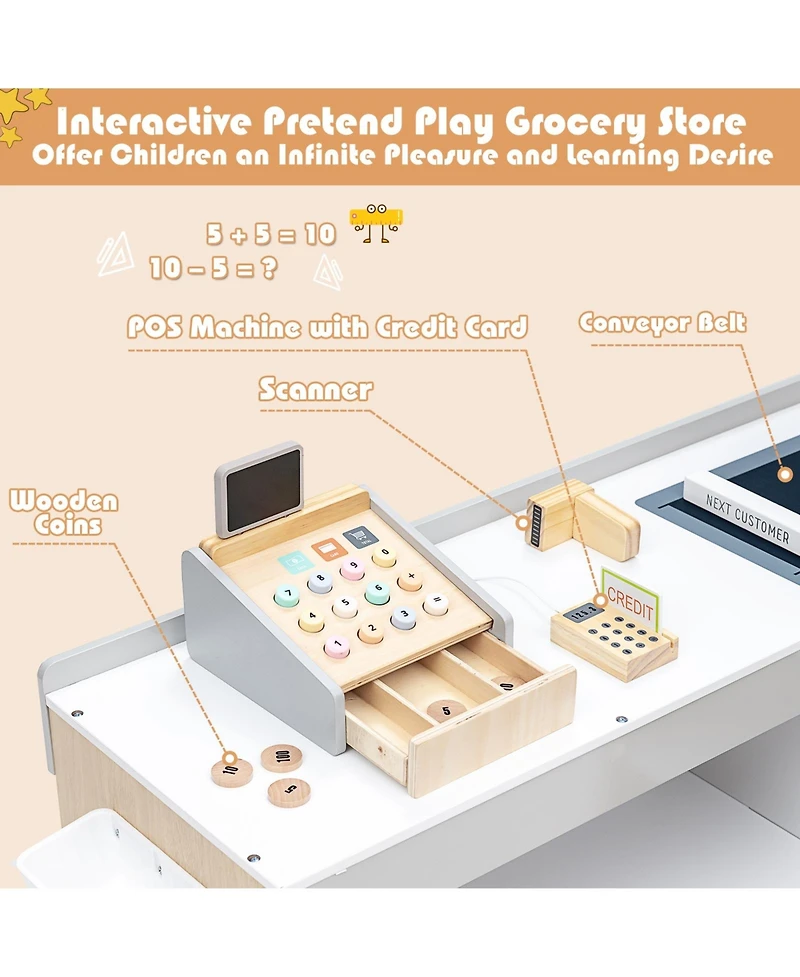 Hongge Grocery Store Playset Pretend Play Supermarket Shopping Set