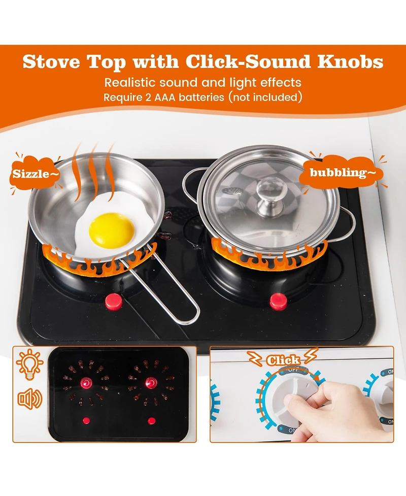 Hongge Pretend Play Kitchen for Kids Aged 3+ with Real Sounds and Lights