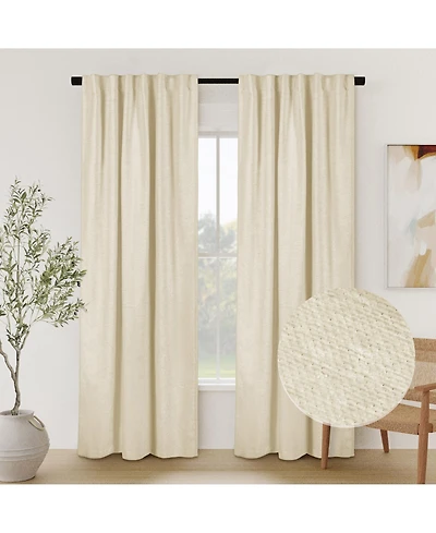Chenille Solid Room Darkening Back Tab Curtain Panel