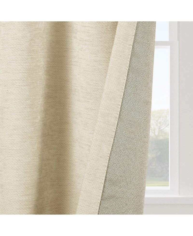 Chenille Solid Room Darkening Back Tab Curtain Panel