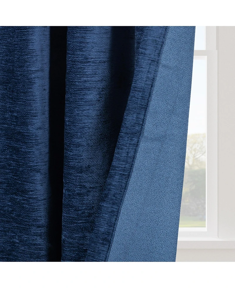 Chenille Solid Room Darkening Back Tab Curtain Panel