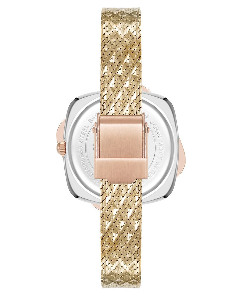 Anne Klein Women's Quartz Elegant Hidden Crystal Tri-Tone Stainless Steel Mesh Band Watch, 28mm