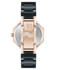 Anne Klein Women's Quartz Burgundy and Black Octagonal Ceramic Watch, 32mm