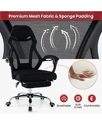 Costway Ergonomic Mesh Office Chair with Footrest Height-Adjustable & Tilting Backrest