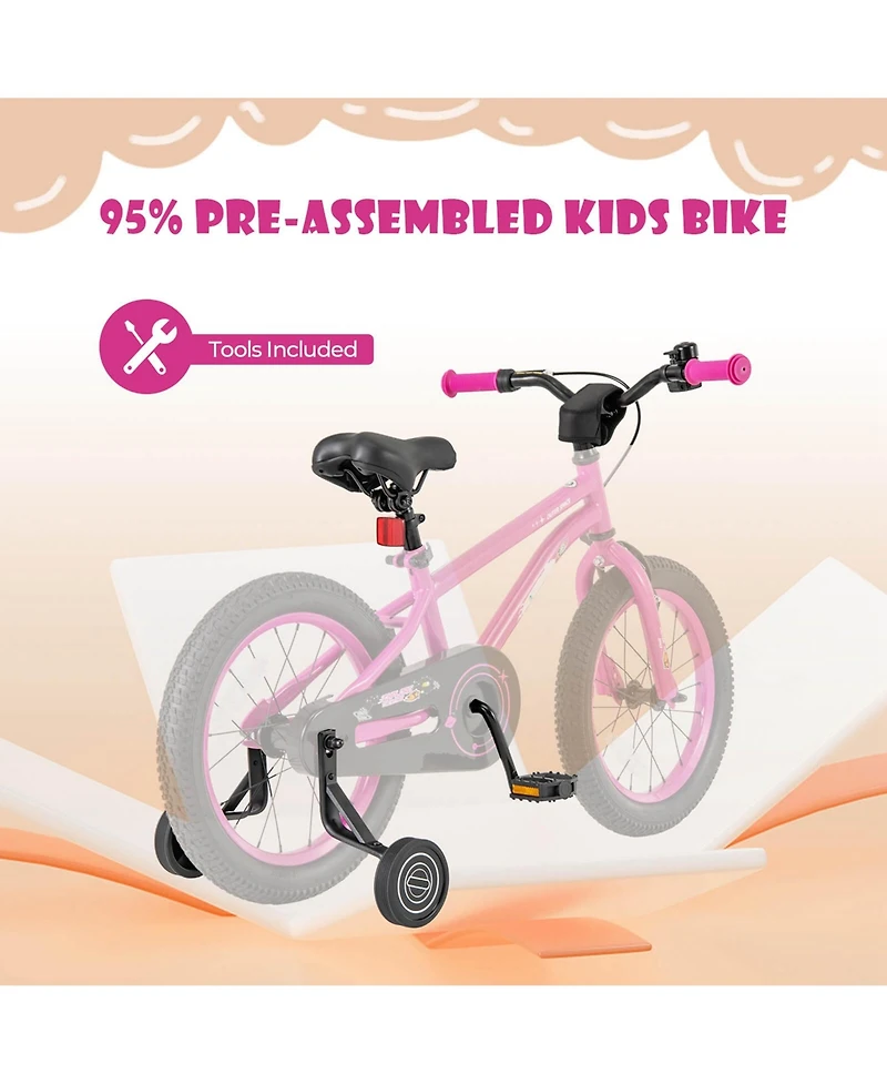 Costway 16-Inch Kid s Bike for 4-7 Years Old with Adjustable Saddle & Anti-slip Handlebar