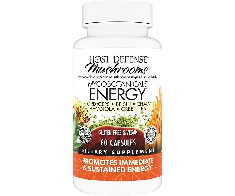 Host Defense MycoBotanicals Energy Capsules - Energy & Respiratory Support Supplement - Herbal Green Tea Capsules