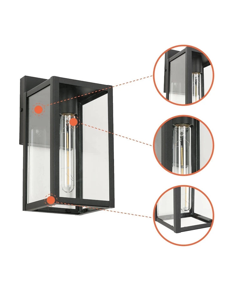 Flynama Black Not Motion Sensing Outdoor Hardwired Wall Lantern Sconce with No Bulbs Included