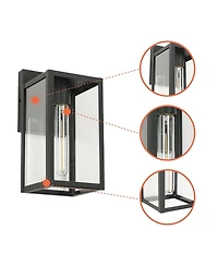 Flynama Black Not Motion Sensing Outdoor Hardwired Wall Lantern Sconce with No Bulbs Included