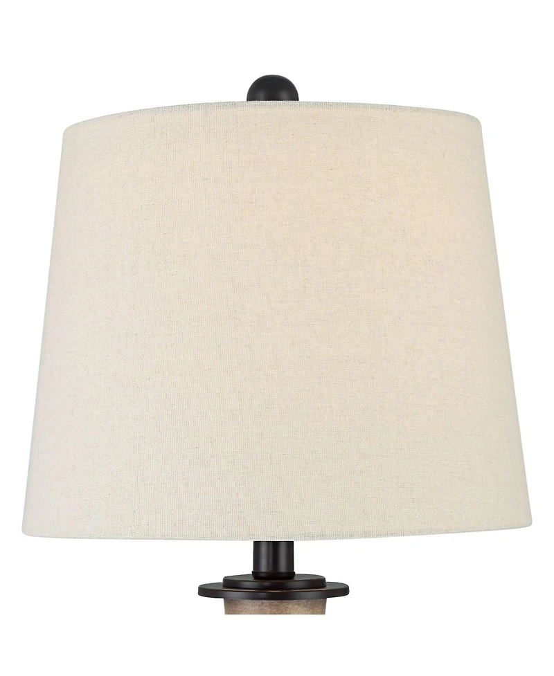 360 Lighting Fernbank 23 1/2" High Small Farmhouse Rustic Accent Table Lamps Set of 2 Usb Port Brown Bronze Finish Metal White Shade Living Room Charg