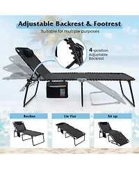 Inolait Sugift 4 Position Folding Lounge Chaise with Adjustable Backrest and Footrest