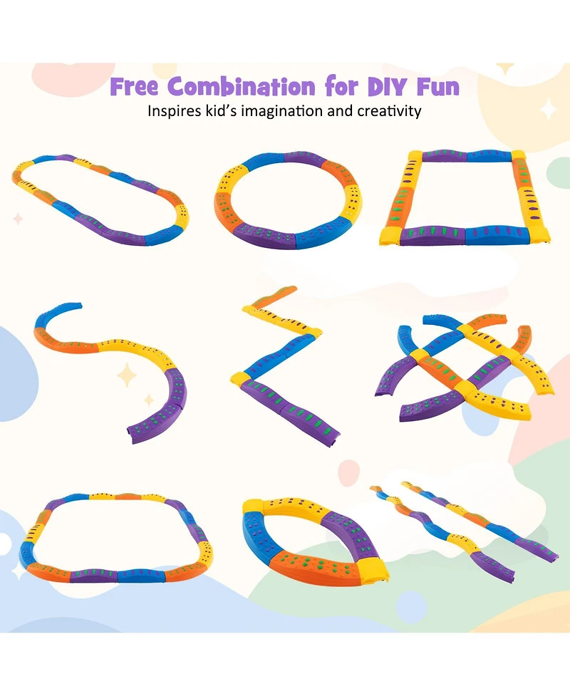 Hongge Colorful Kids Wavy Balance Beam with Textured Surface and Non-slip Foot Pads