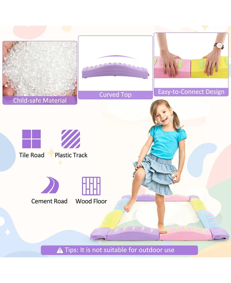 Hongge Colorful Kids Wavy Balance Beam with Textured Surface and Non-slip Foot Pads