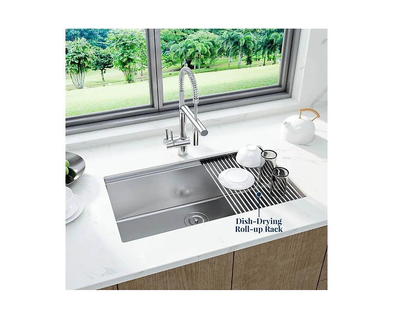 gaomon Kitchen Sink, Inch Brushed Nickel Undermount Kitchen Bar Sink with Single-tier Track, Stainless Steel 16 Guage Single Bowl Kitchen Sinks