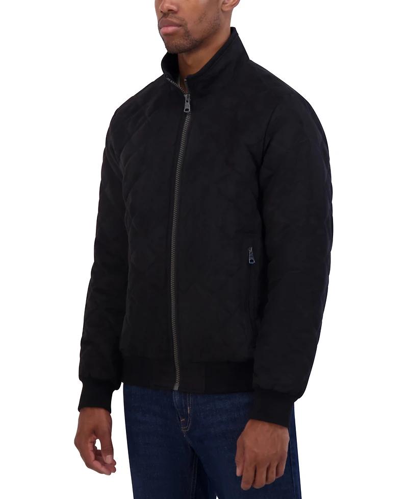 Nautica Men's Quilted Faux-Suede Bomber Jacket