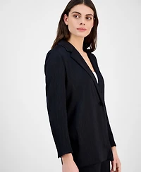 Anne Klein Women's Crinkled Satin Notched Collar One-Button Jacket