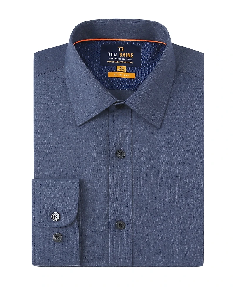 Tom Baine Men's Four-Way Stretch Denim Button Down Dress Shirt