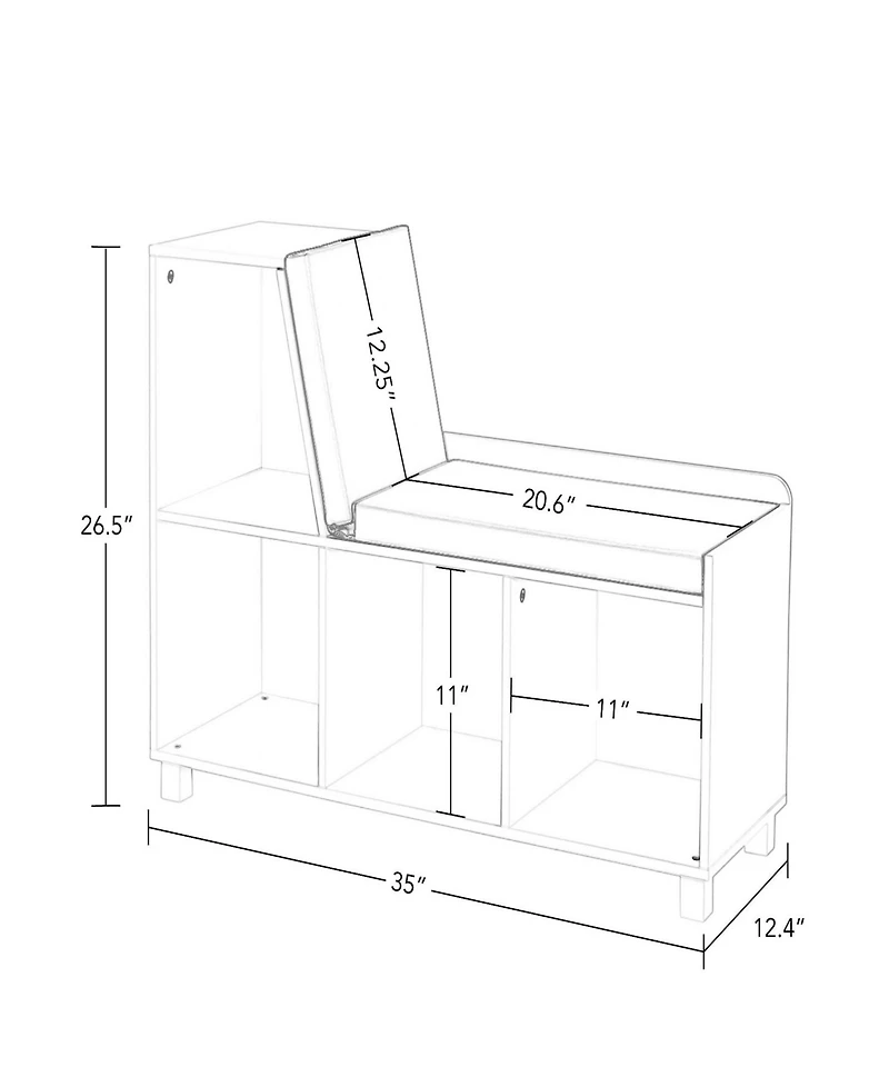 RiverRidge Home Book Nook Collection Kids Storage Bench with Cubbies