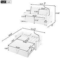 Streamdale Convertible Sofa Bed Loveseat with Usb Ports, Storage, and Phone Holder