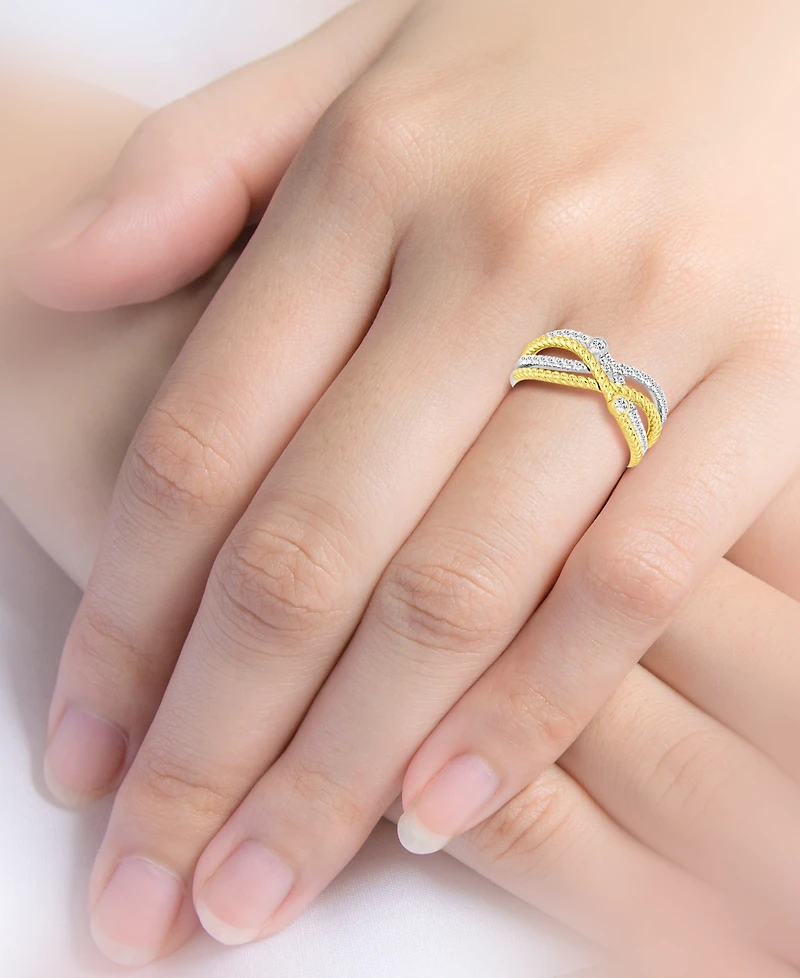 Diamond Crossover Openwork Statement Ring (1/3 ct. t.w.) in 10k Two-Tone Gold