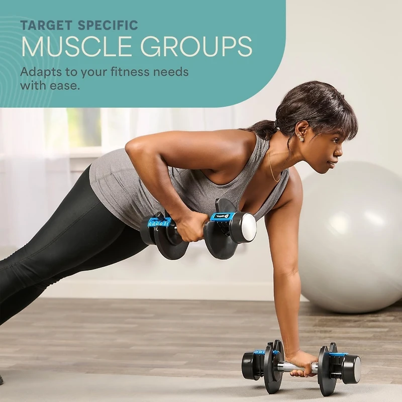 LifePro 25Lbs Adjustable Dumbbells - 6-in-1, Compact, Quick Adjust for Full Body Home Gym