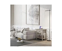 gaomon Grey Nightstands Set of 2, End Table with Drawer, Side Table for Spaces, 2 Tiers Storage Shelves with Dresser, Bedside Table for Living Room, B