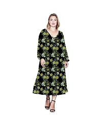 Standards & Practices Plus Floral-Print Sheer Sleeve Midi Dress