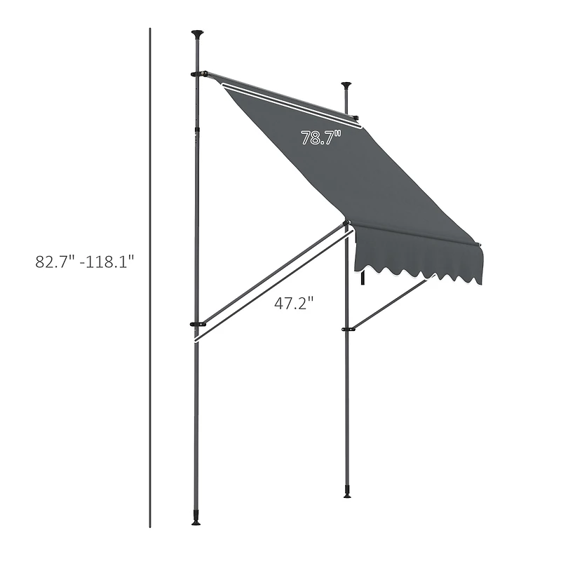 Outsunny 6.5' x 4' Retractable Awning, Non-Screw,