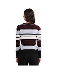 Ellen Tracy Women's Crew Neck Rib Sweater with Button Detail