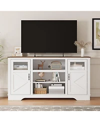 gaomon 58'' Farmhouse Tv Stand with Led Lights, Entertainment Center for TVs up to 70 Inch