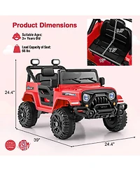 Hongge 12V Kids Ride-On Truck with Remote Control, Threaded Wheels, and 3 Speeds