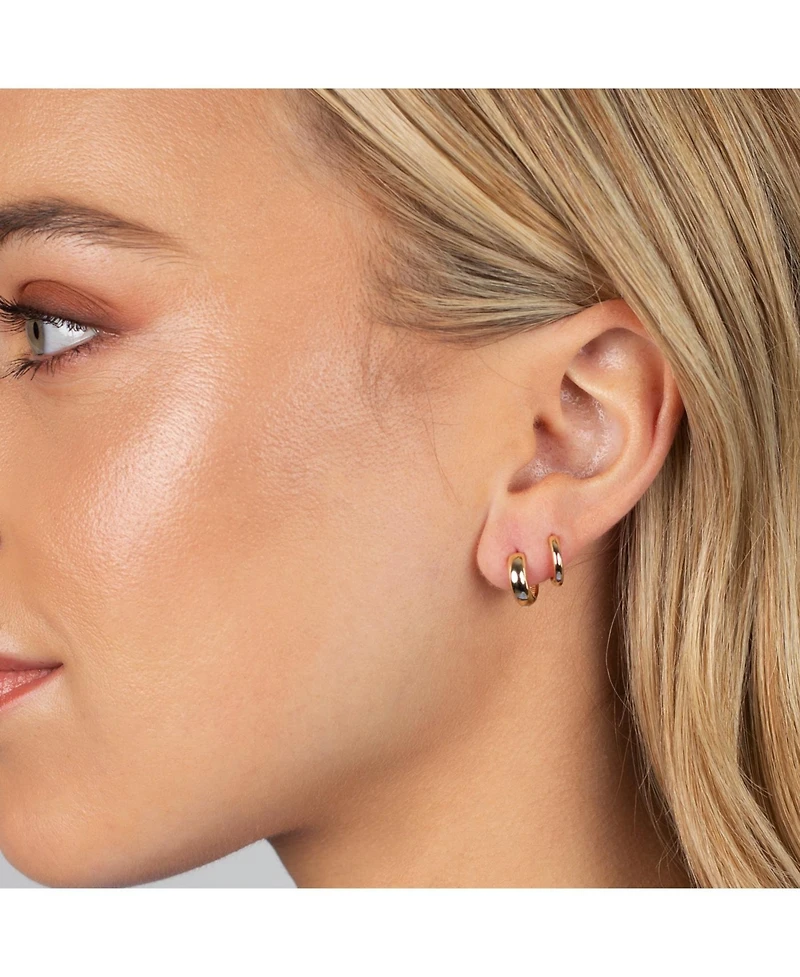 Wide Solid Cartilage Huggie Earring 14K