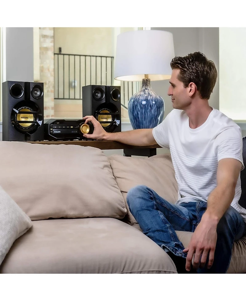 Philips Mini Hifi Stereo System with Bluetooth, Cd Player, Usb Direct, and Fm Radio - High-Power Compact Sound System for Home