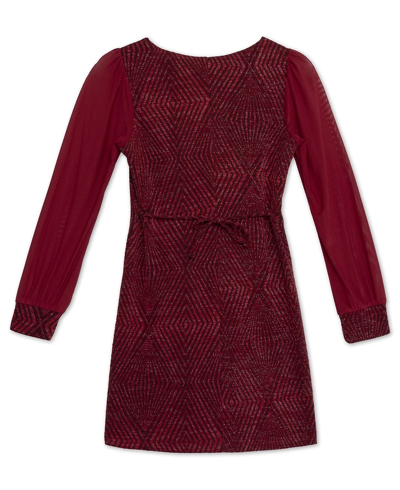 Speechless Big Girls Knee Length Square Neck Long Sleeve Dress
