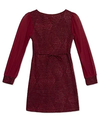Speechless Big Girls Knee Length Square Neck Long Sleeve Dress
