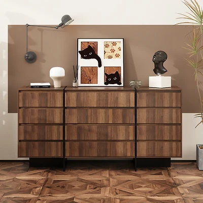 Homsee 70.9" Dresser with 12 Handleless Drawers, Wooden Storage Dresser for Bedroom Living Room