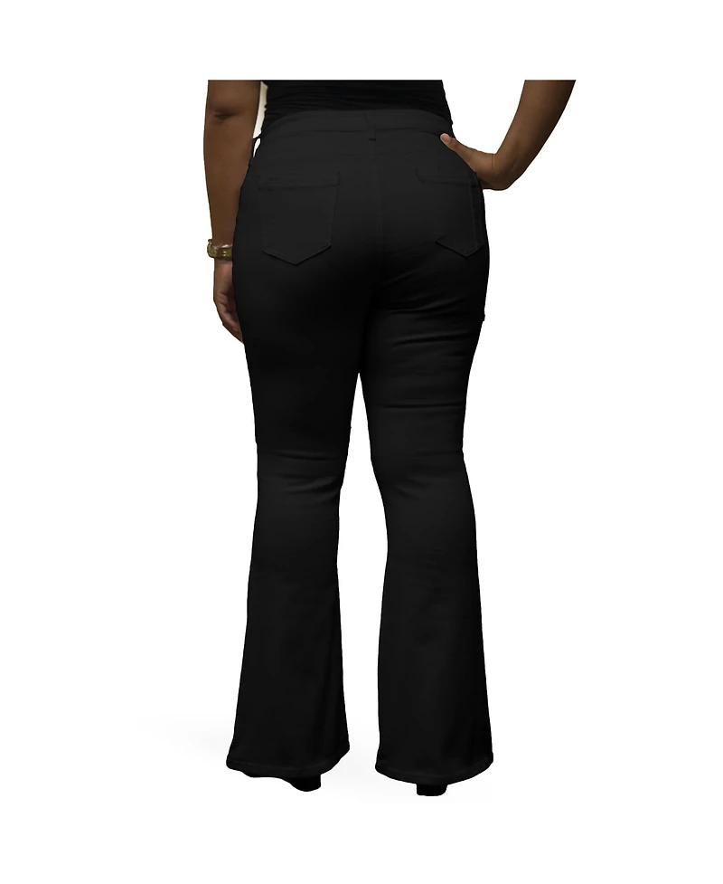 Poetic Justice Women's Curvy Fit Stretch Denim Flare Jeans