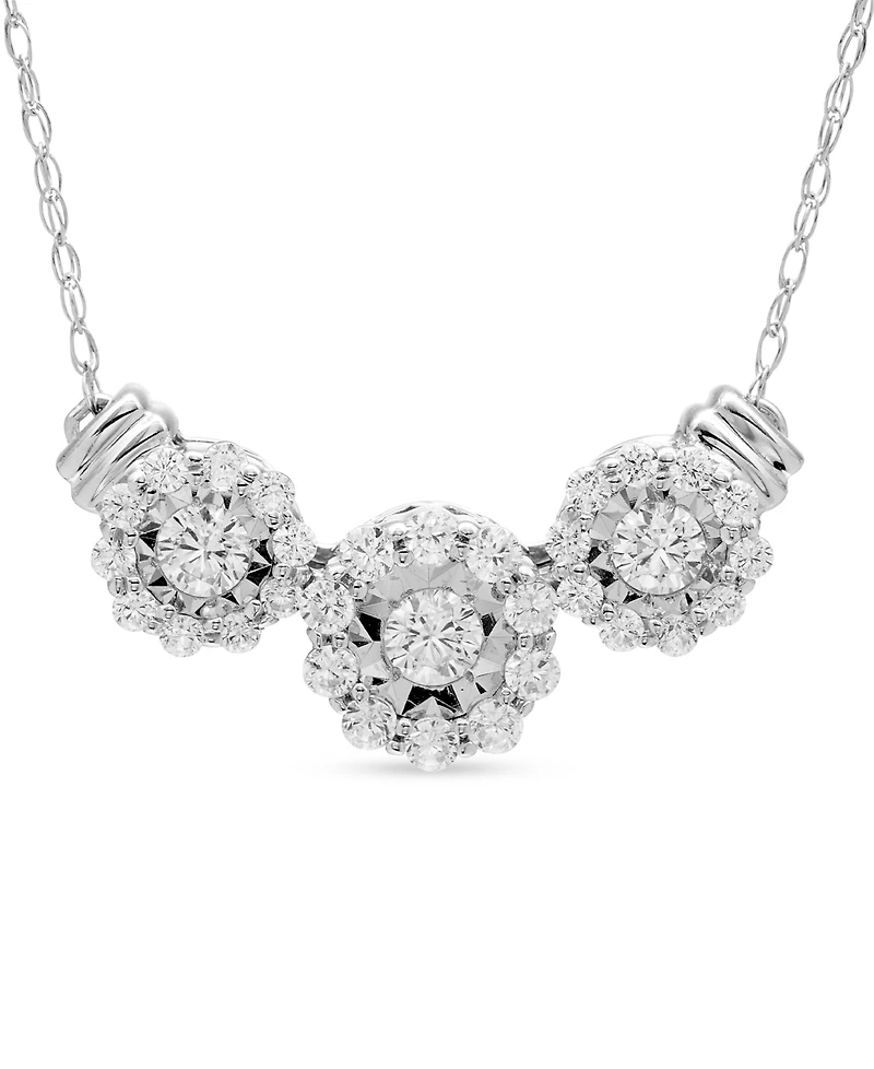 Diamond Triple Halo 18" Statement Necklace (1/2 ct. t.w.) in 14k White Gold
