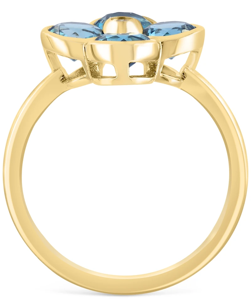 Effy Citrine (2-1/6 ct. t.w.) & Diamond Accent Flower Statement Ring 14k Yellow Gold (Also Blue Topaz)