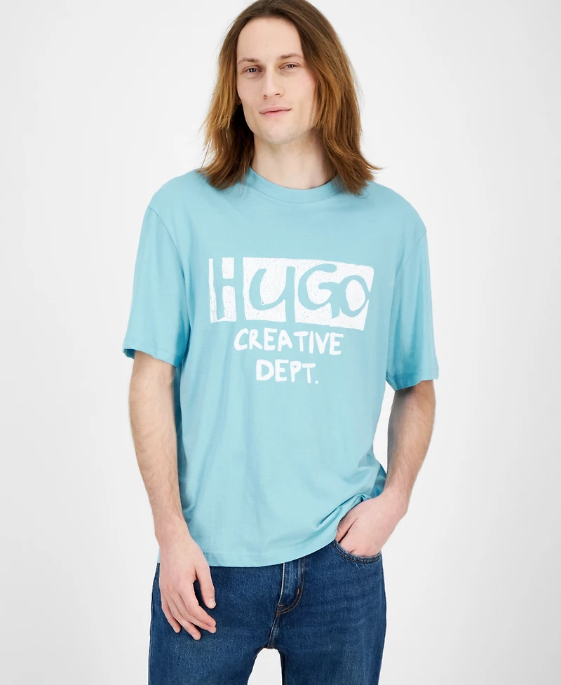 Hugo by Boss Men's Nugocrea Creative Department Short Sleeve Crewneck Logo Graphic T-Shirt