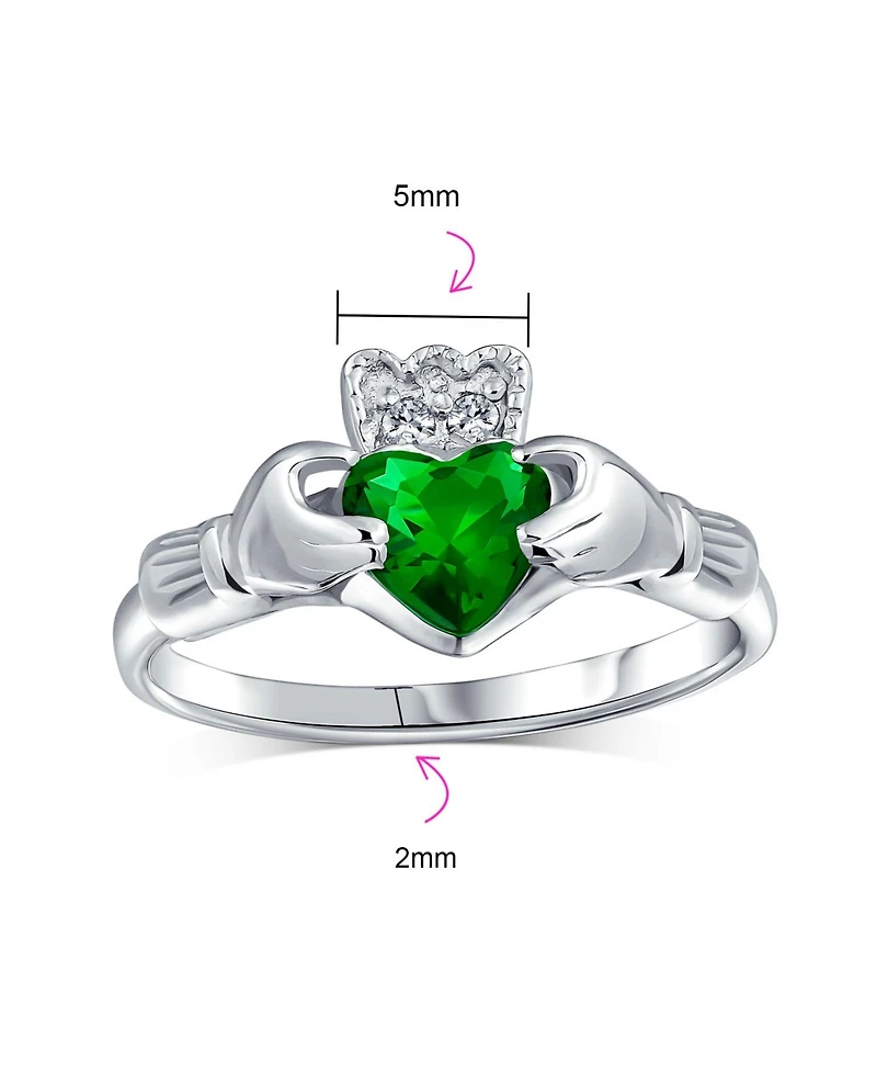 Bling Jewelry Sorority Sister Bff Celtic Irish Friendship Promise Cz Cubic Zirconia Crown Heart Claddagh Ring.925 Sterling Silver