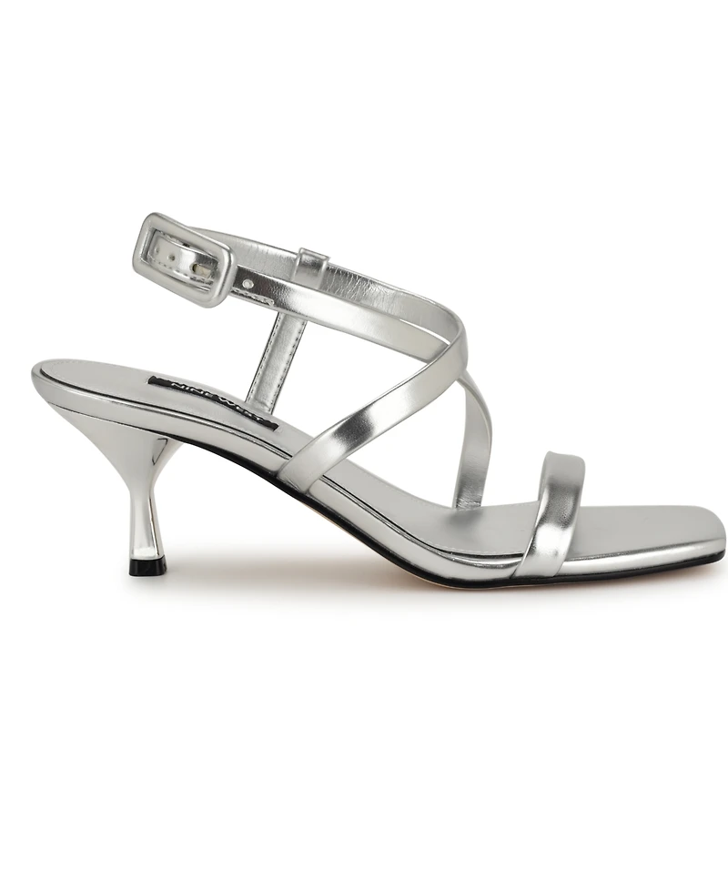 Nine West Women's Hanni Strappy Square Toe Kitten Heel Sandals