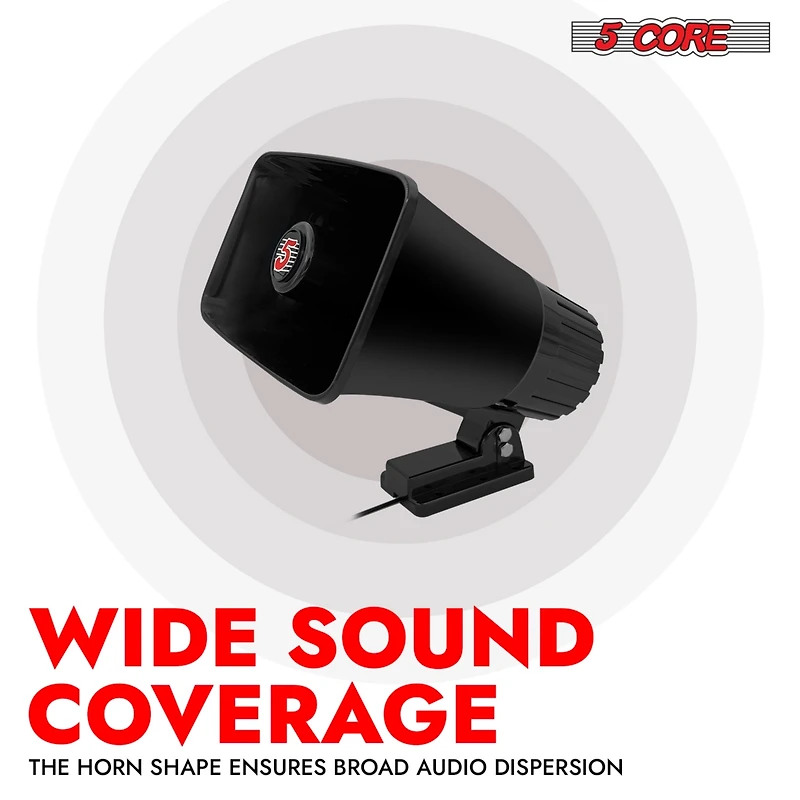 5 Core Indoor Outdoor Pa Horn Speaker 6 x 4 Inch Loud Portable Pa System 8 Ohm 50W Loud Siren Audio - Hw 405 Blk