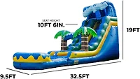 Xjump 19 Tall Surf Beach Inflatable Single Lane Water Slide with Detachable Pool, Commercial Grade, Tall Seating Height, Pvc Vinyl, Outdoor Backyard,