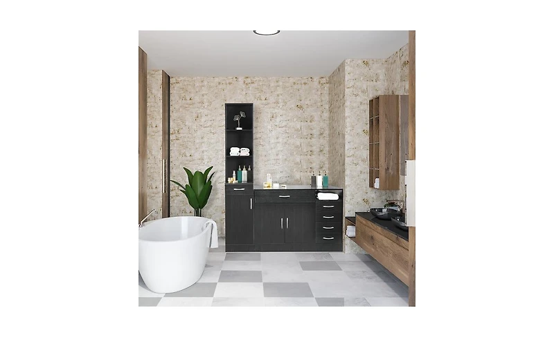 Slickblue Mdf High Cabinet with Triamine Finish – 1 Door, 1 Drawer & 3 Compartments