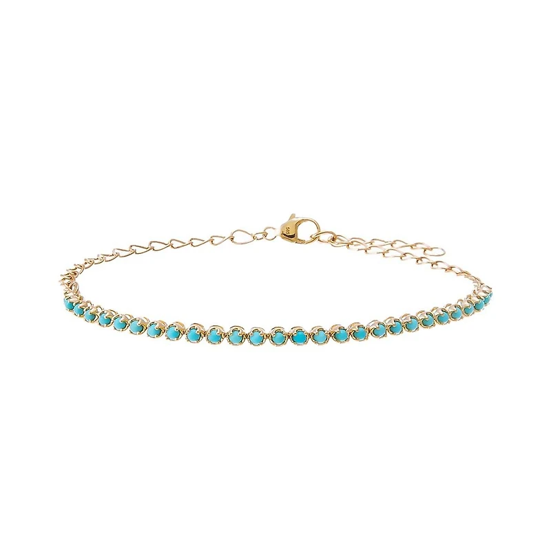 Turquoise Tennis Bracelet 14K