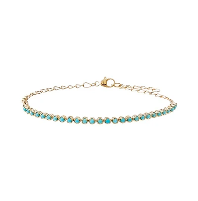 Turquoise Tennis Bracelet 14K