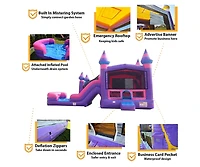 JumpOrange Purplish Commercial Grade Bounce House Water Slide Combo with Pool for Kids and Adults (with Blower), Basketball Hoop, Wet Dry Use, Outdoor